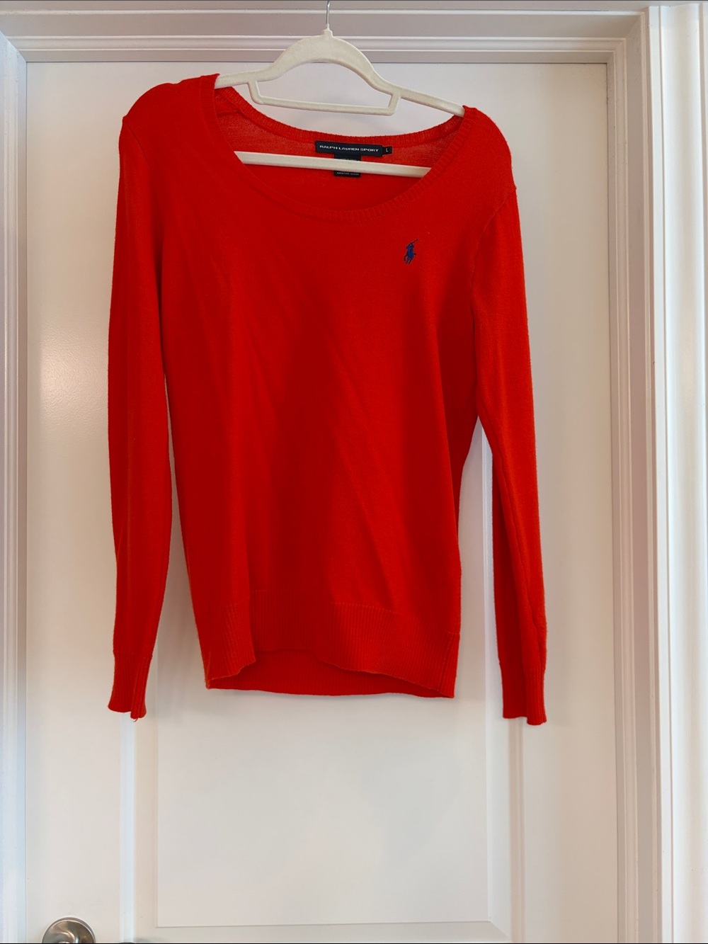 Ralph Lauren Scoop-Neck Merino Wool Sweater in Bright Red